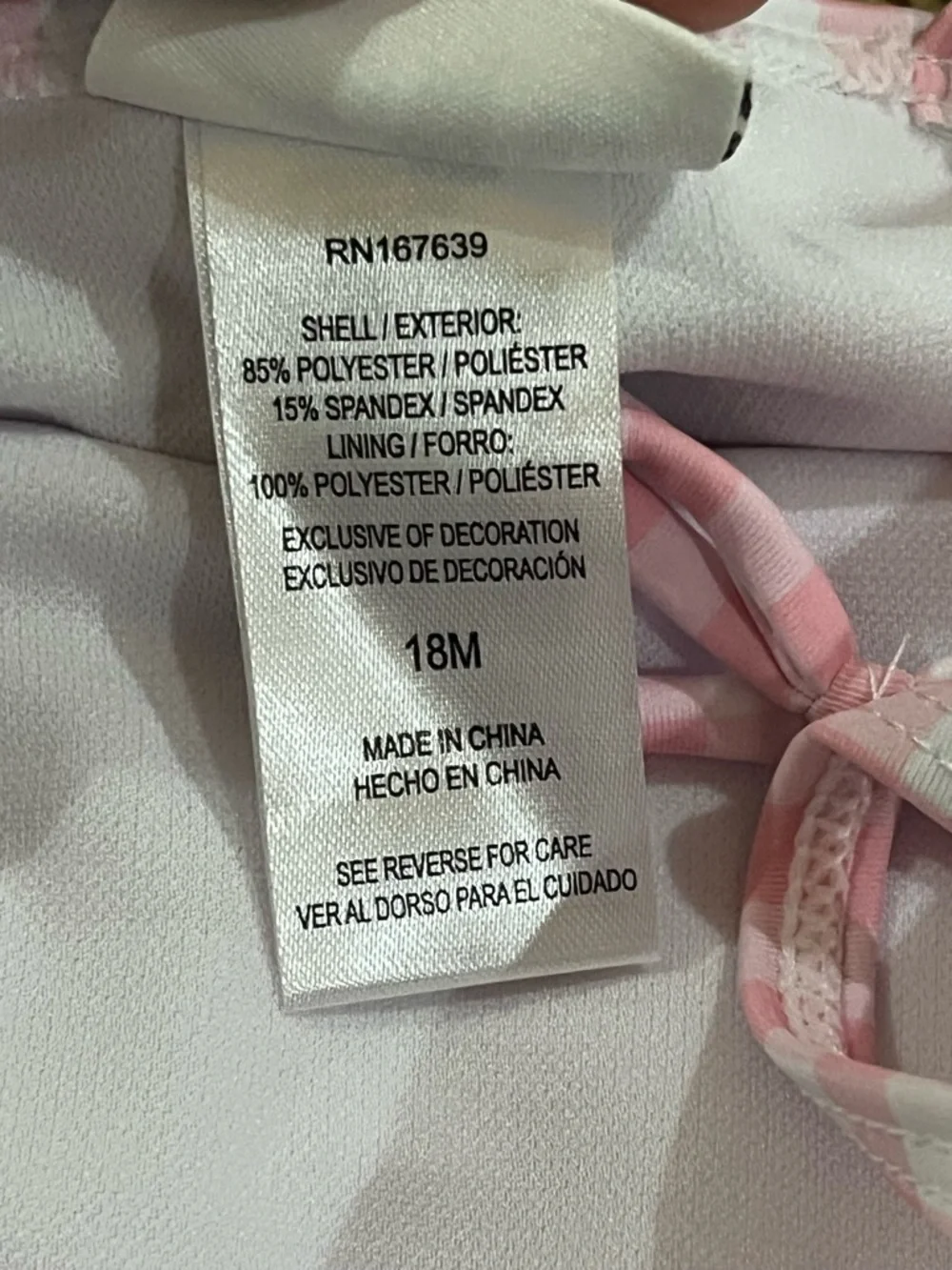 New - Nicole Miller Pink Gingham Floral-Trim One-Piece Swimsuit | Size 18 Months